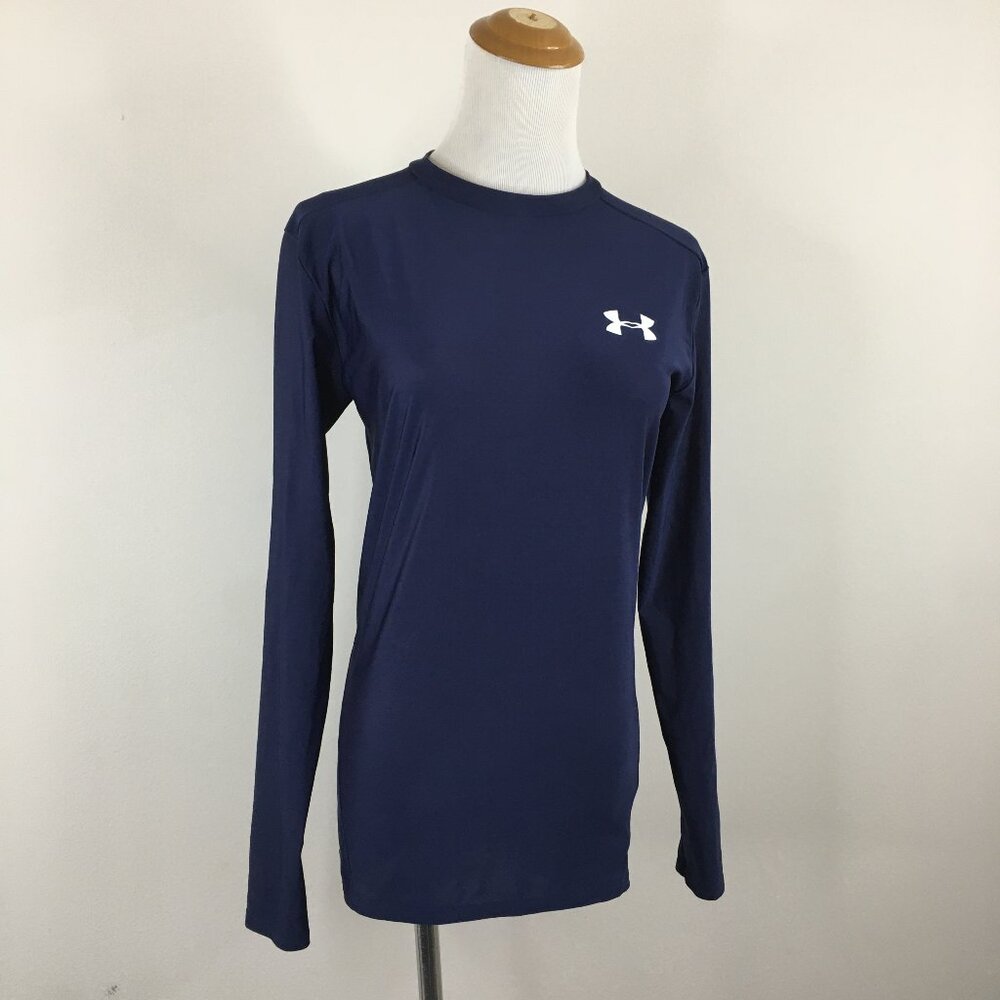 UNDER ARMOUR Blue Heat Gear Mock Neck Long Sleeve Fitted Shirt
